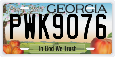 GA license plate PWK9076