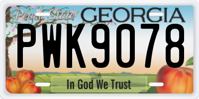GA license plate PWK9078