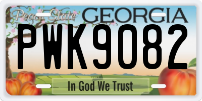 GA license plate PWK9082