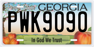 GA license plate PWK9090