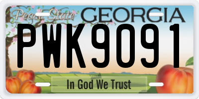 GA license plate PWK9091