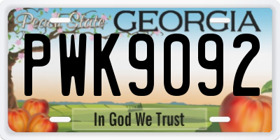 GA license plate PWK9092