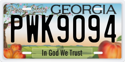 GA license plate PWK9094