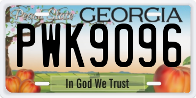 GA license plate PWK9096