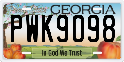 GA license plate PWK9098