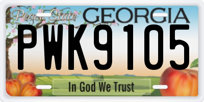 GA license plate PWK9105