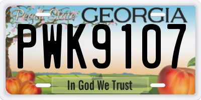 GA license plate PWK9107