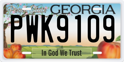 GA license plate PWK9109