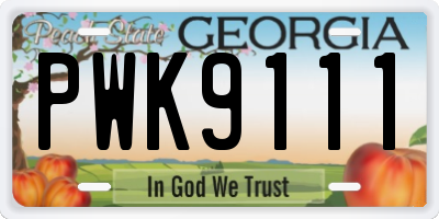 GA license plate PWK9111
