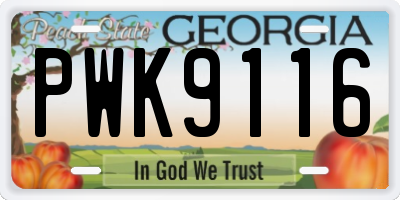 GA license plate PWK9116