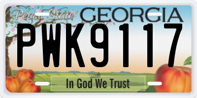 GA license plate PWK9117