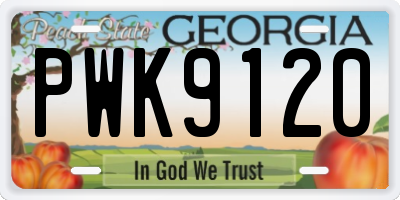 GA license plate PWK9120