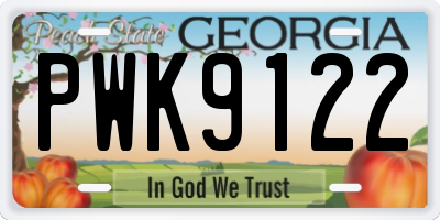 GA license plate PWK9122