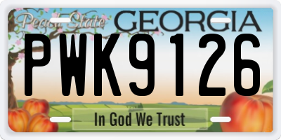 GA license plate PWK9126