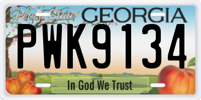 GA license plate PWK9134