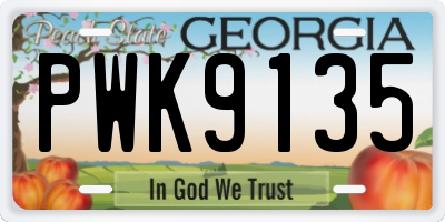 GA license plate PWK9135