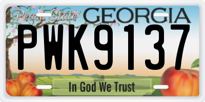 GA license plate PWK9137