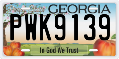 GA license plate PWK9139