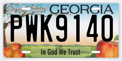 GA license plate PWK9140