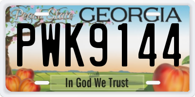 GA license plate PWK9144