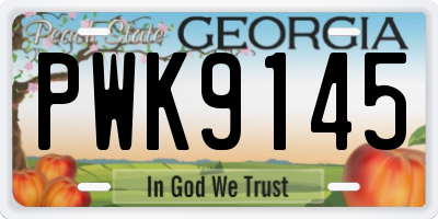 GA license plate PWK9145