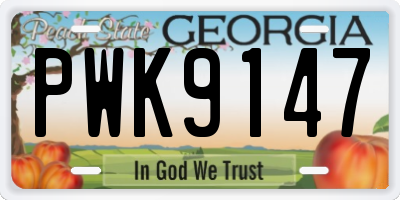 GA license plate PWK9147