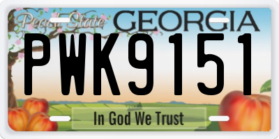 GA license plate PWK9151