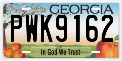 GA license plate PWK9162
