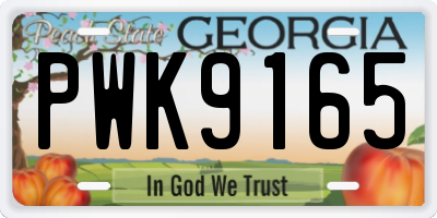 GA license plate PWK9165