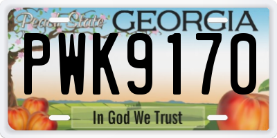 GA license plate PWK9170