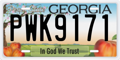 GA license plate PWK9171