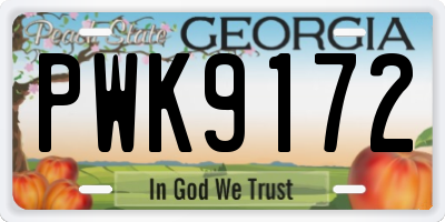 GA license plate PWK9172