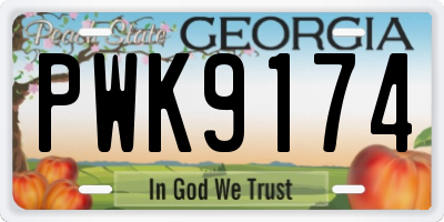 GA license plate PWK9174