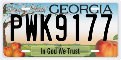 GA license plate PWK9177