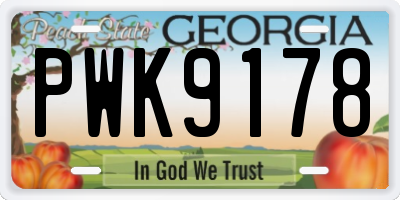 GA license plate PWK9178