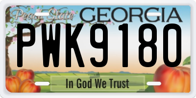 GA license plate PWK9180