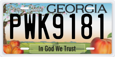 GA license plate PWK9181