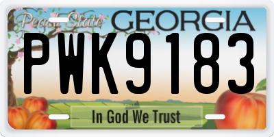 GA license plate PWK9183