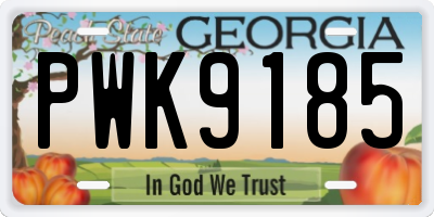 GA license plate PWK9185
