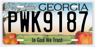 GA license plate PWK9187