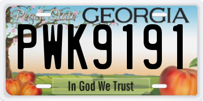 GA license plate PWK9191