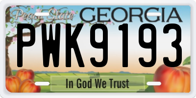 GA license plate PWK9193