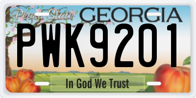 GA license plate PWK9201
