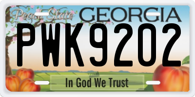 GA license plate PWK9202