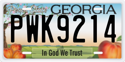 GA license plate PWK9214