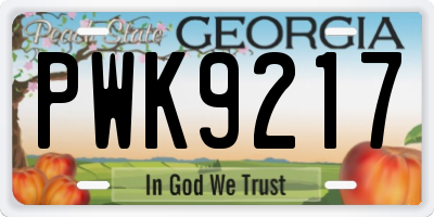 GA license plate PWK9217