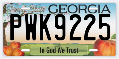 GA license plate PWK9225