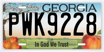 GA license plate PWK9228