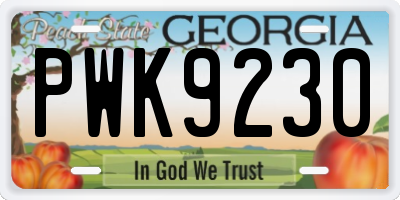 GA license plate PWK9230