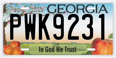 GA license plate PWK9231